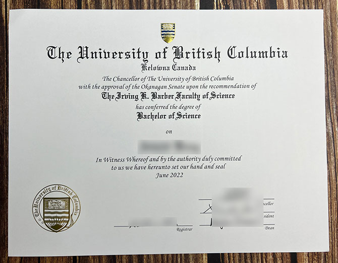 2022 UBC Bachelor of Science degree sample