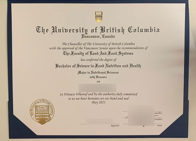 Bachelor of Science in Food Nutrition and Health UBC 2021 sample