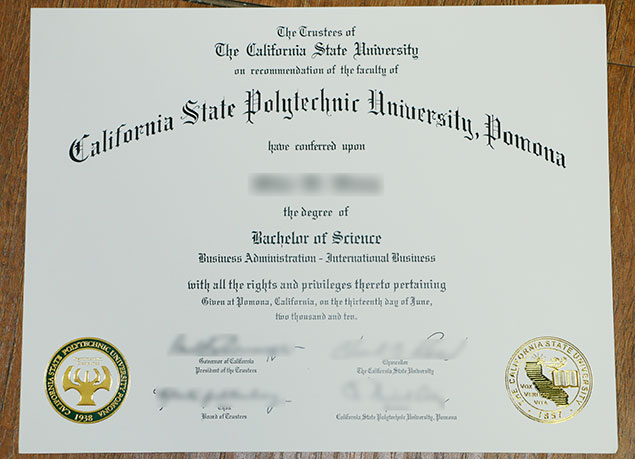 Sample Bachelor of Arts degree from California Polytechnic State University Pomona