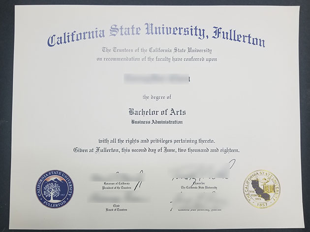 Sample Bachelor of Arts degree from California State University Fullerton