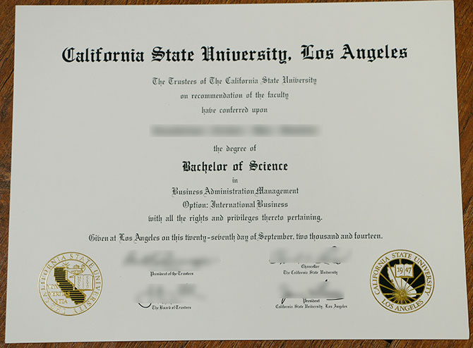 Sample Bachelor of Science degree from California State University