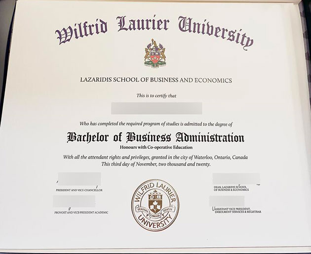 2020 Wilfrid Laurier University Bachelor of Business Administration sample