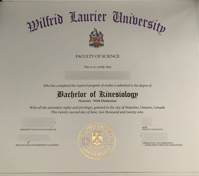 2021 Wilfrid Laurier University Bachelor of Kinesiology sample