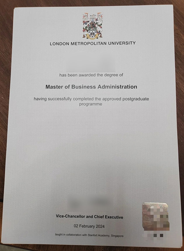 Sample MBA degree from City University London in 2024