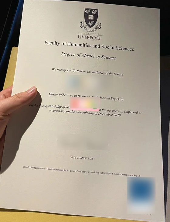 Sample of the 2020 MSC degree from the University of Liverpool