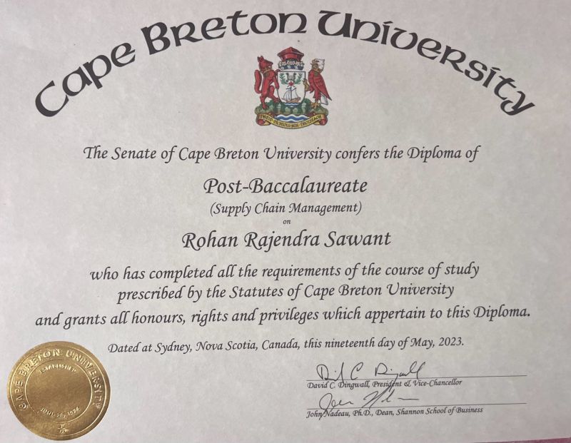 Capo Blanton University 2023 certificate sample