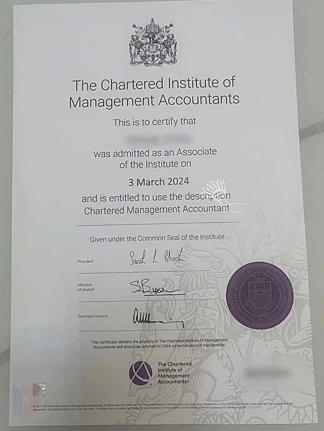 Sample of 2024 CIMA certificate