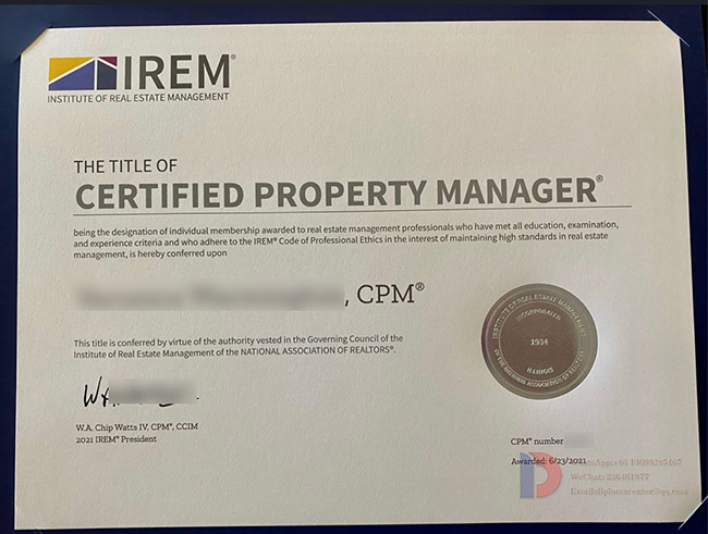 Sample CPM certificate for 2021 version