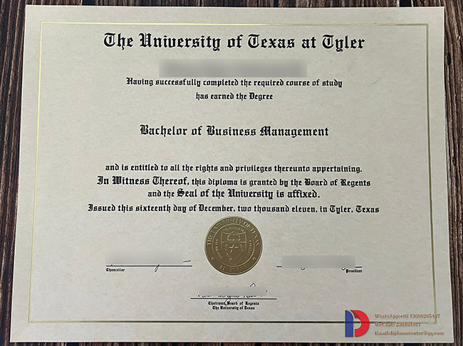 Fake from Tyler University of Texas Certificate