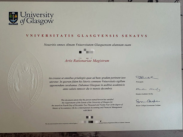 University Of Glasgow diplomas Sample
