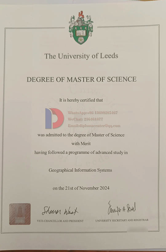 Sample of the University of Leeds diploma in 2024