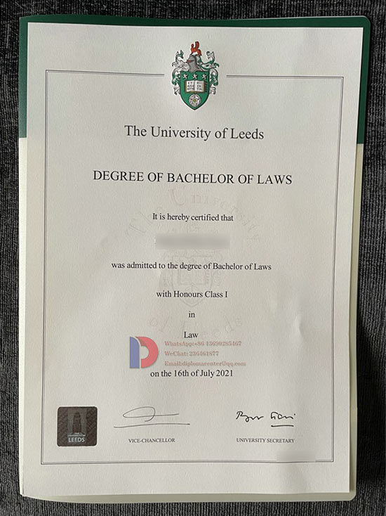 Sample of the University of Leeds diploma in 2021