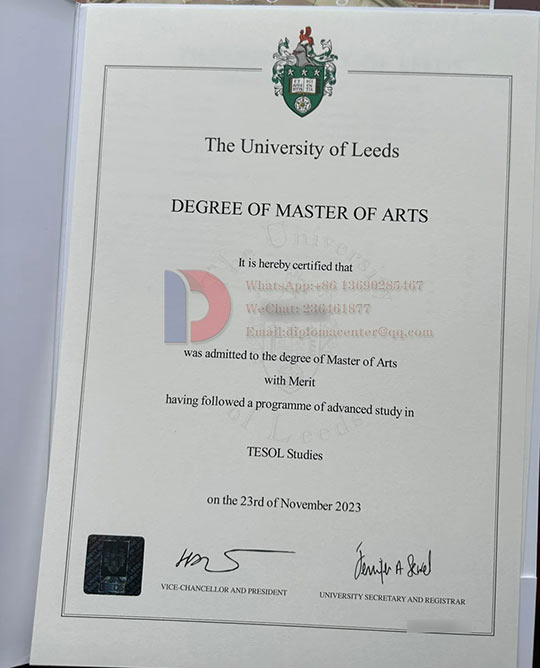 Sample of the University of Leeds diploma in 2023