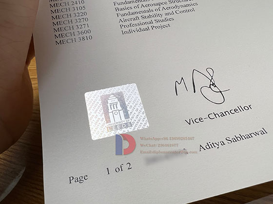 Sample case of transcripts from the University of Leeds