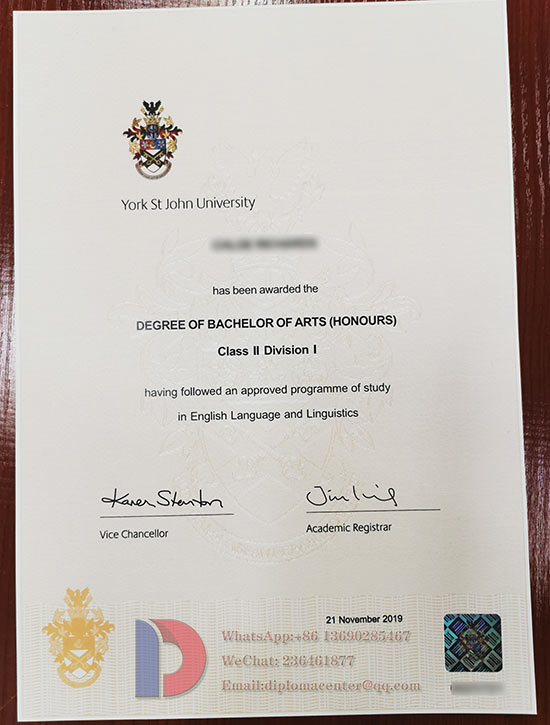 Degree sample of York St John University in 2019