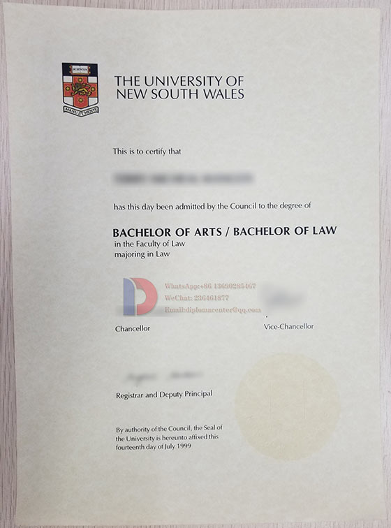 Sample UNSW diploma 1999