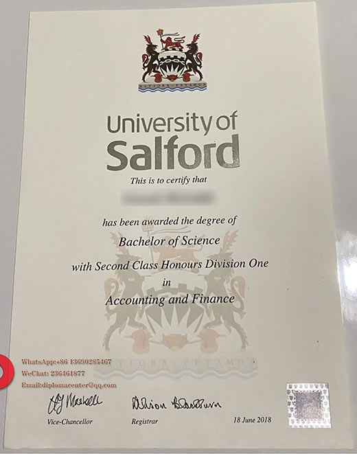 A sample of the University of Salford degree in 2018
