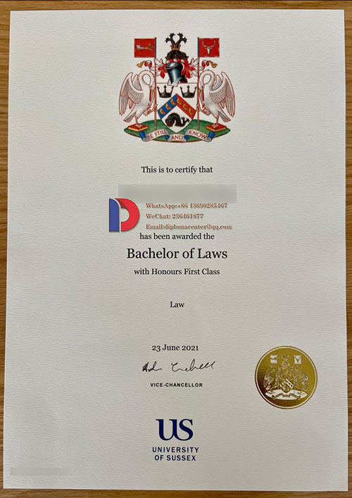 Sample Of Bachelor of Laws degree from the University Of Sussex in 2021