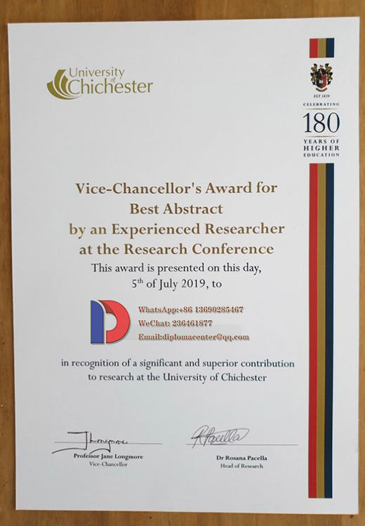 2019 Diploma Sample from Chichester University