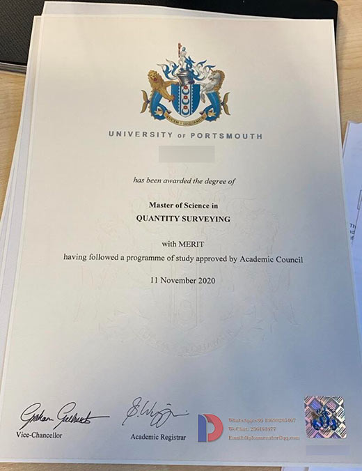 Sample of the Master of Science degree program at Portsmouth University in 2020