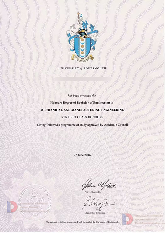 Sample of the Bachelor of Engineering degree from the University of Portsmouth in 2016