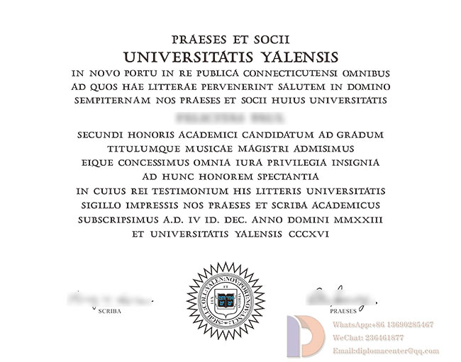 Sample of Yale University diploma