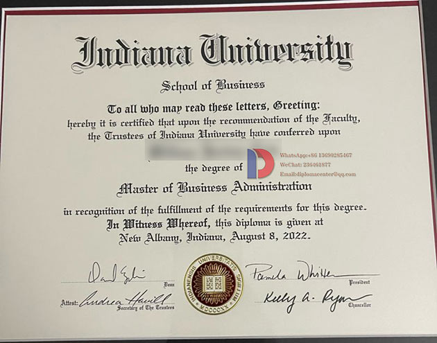 2022 Indiana University Degree Certificate Samples