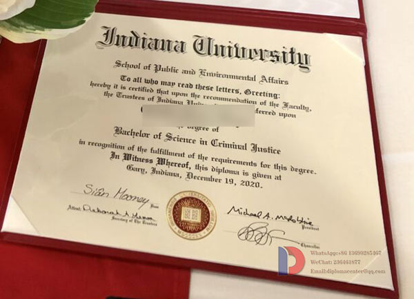 Sample of Indiana University degree certificate in 2020