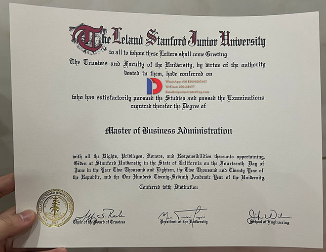 Sample of a Bachelor's Degrees in Business Administration from Stanford University