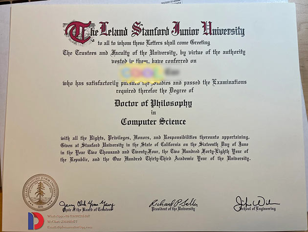 Sample of a degree in Computer Science from Stanford University
