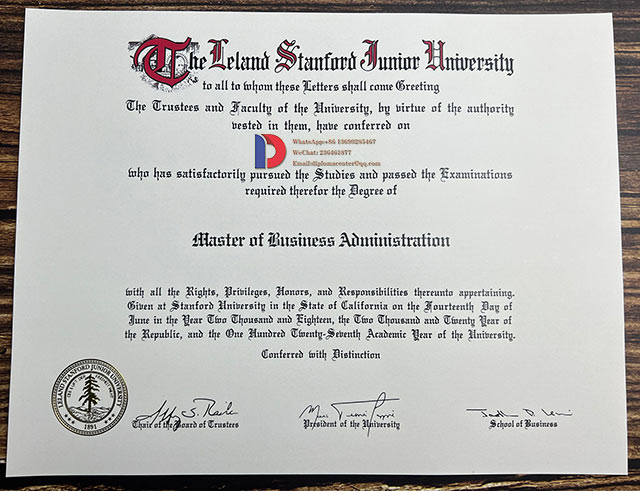 Samples of a Bachelor's Degree in Business Administration from Stanford University
