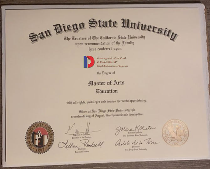 2022 Degree Samples from San Diego State University