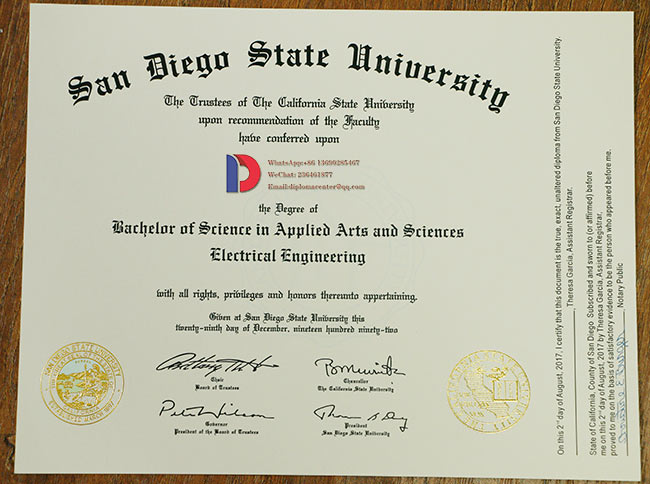 2019 Degree Samples from San Diego State University