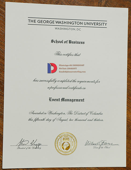 2013 George Washington University Diploma Certificate Sample