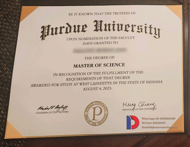 Sample of the Master of Science Degree from Purdue University in 2023