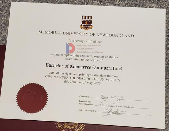 Sample of Bachelor of Business Degree from Memorial University of Newfoundland in 2020
