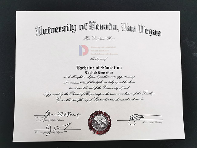 Degree sample from the University of Nevada Las Vegas
