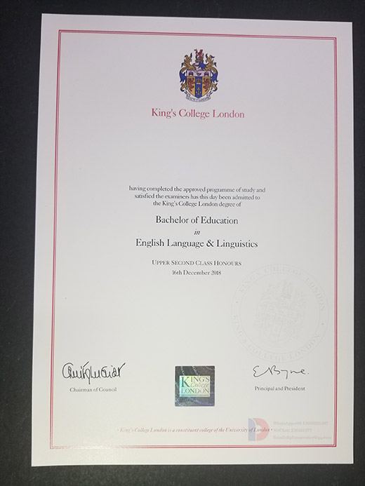 Sample case of degrees from King's College London in 2018