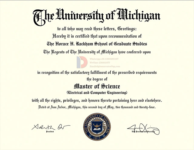 Sample of Michigan University Degree Certificate in 2024