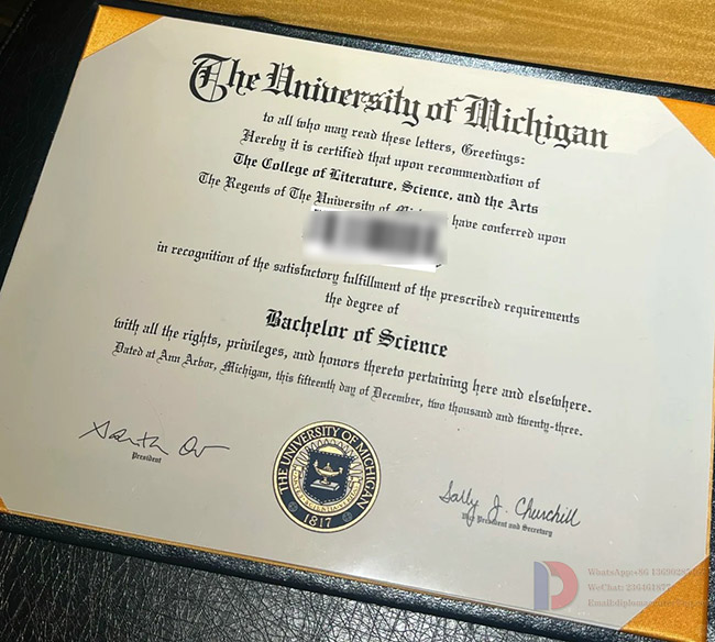 Sample of Michigan University Degree Certificate in 2023