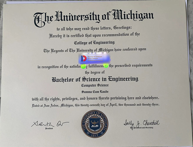 Samples of Michigan University Degree Certificate in 2023