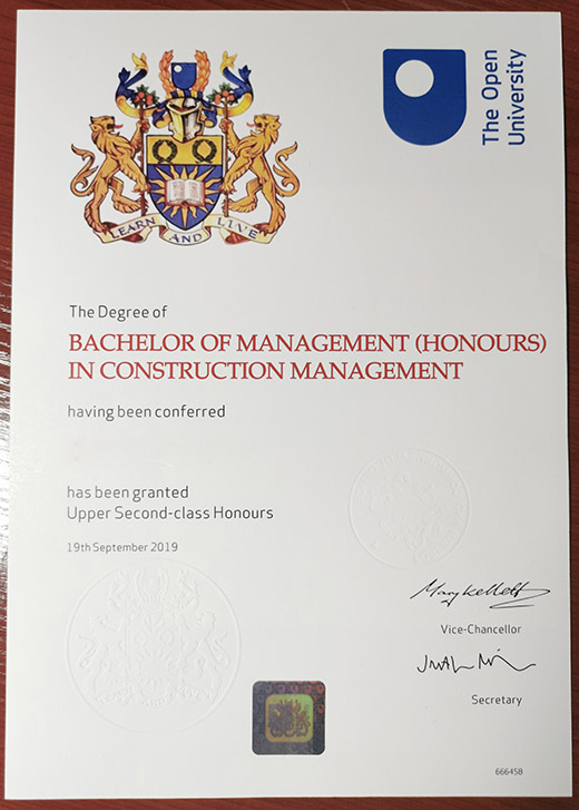 Degree sample of the Open University in 2019