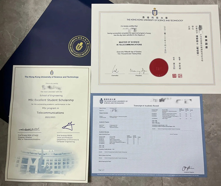 Sample Case of Certificate Transcript from The Hong Kong University of Science and Technology in 2023