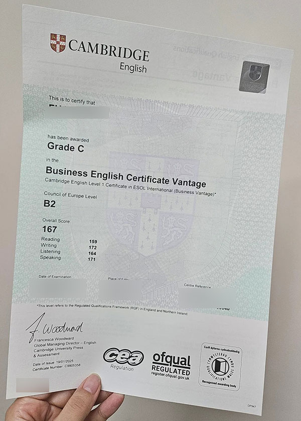 Sample of Cambridge English Certificate