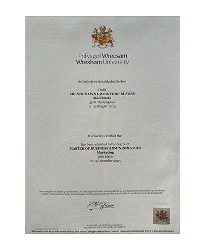 Degree samples of Prifysgol Wrecsam/Wrexham University from 2020 to 2024
