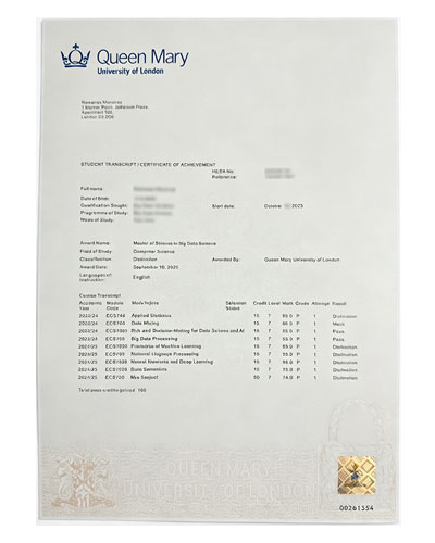 Sample Case of Queen Mary University of London Transcript
